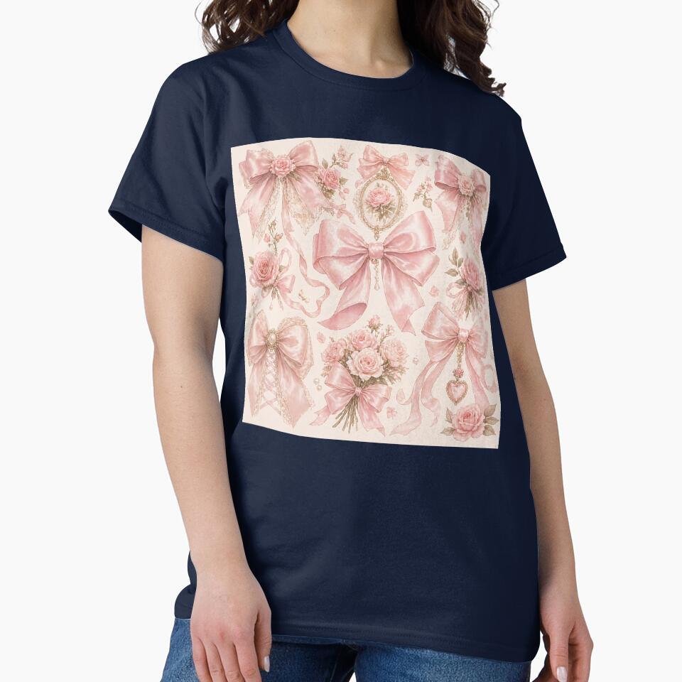 Coquette Bow Aesthetic – Satin Pink Ribbon Roses Feminine Art | Soft Girl Gift by irfanshikh
