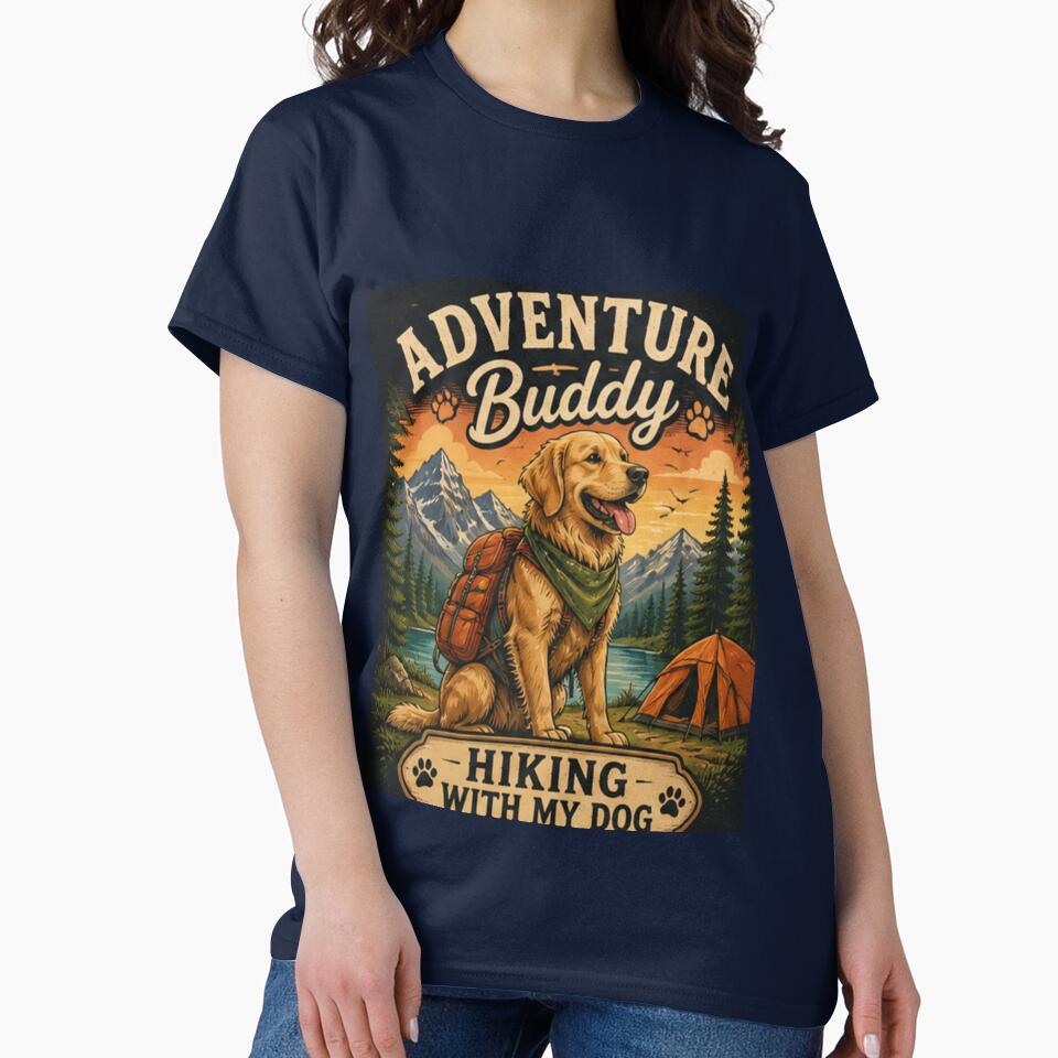 Adventure Buddy Hiking Dog Camping Outdoor Dog Lover Shirt by PoojaArtLab