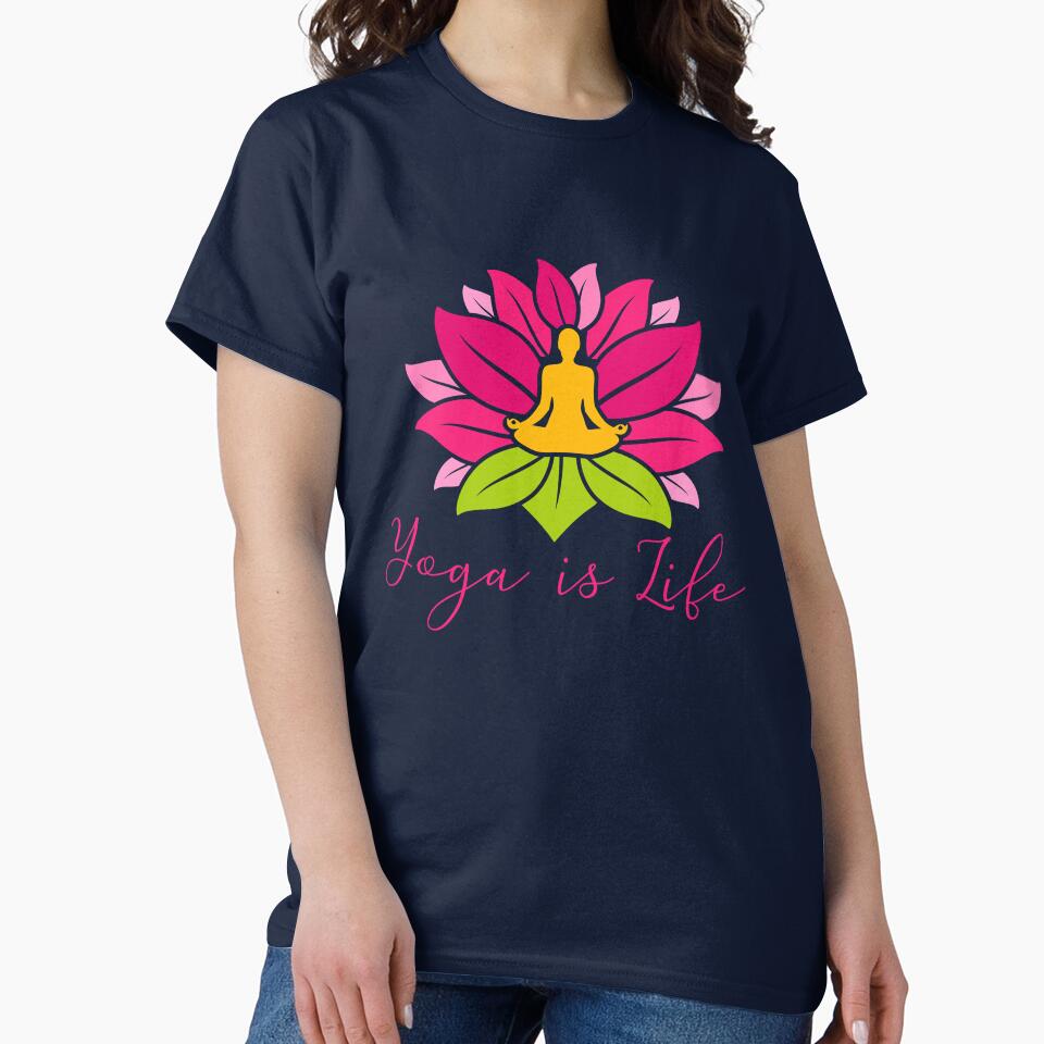 Lotus Padmasana Yoga is Life by Khushi Graphics