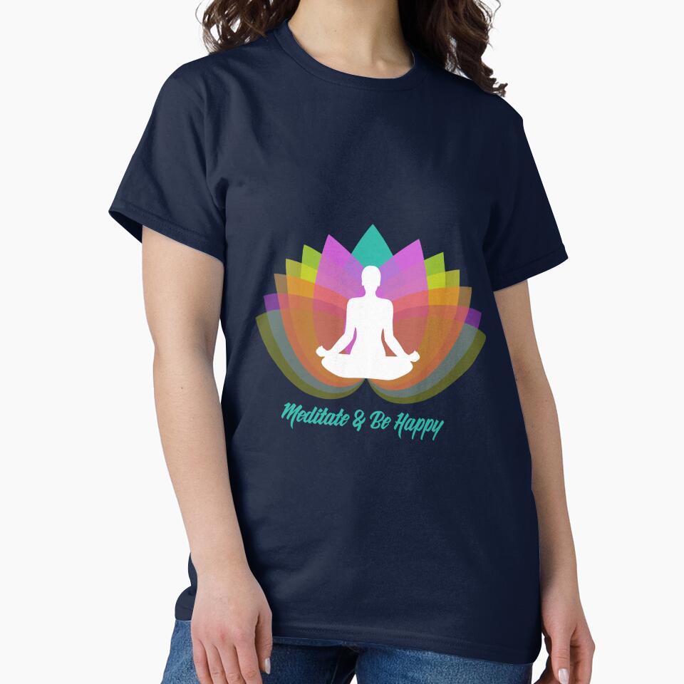Meditate and be happy yoga by Khushi Graphics