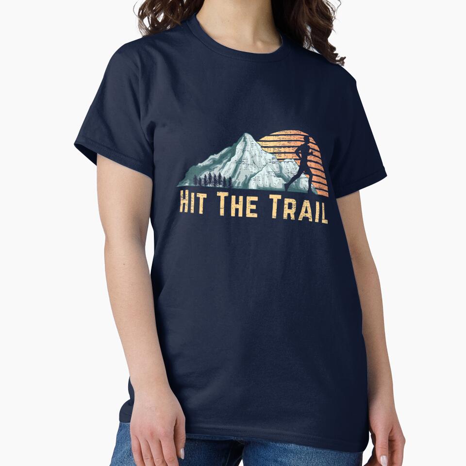 Hit The Trail Vintage Mountain Runner Retro Trail Running by 74ninetees