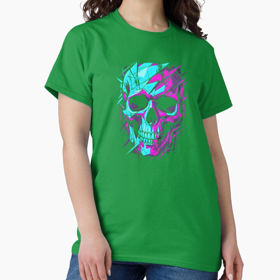 Cyberpunk Glitch Skull Shattered Neon Geometry 2026 by MarCinu Art