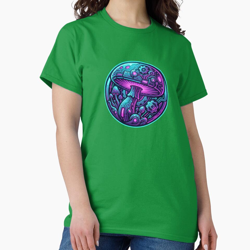 Neon Cyberpunk Mushroom Circuitry Glitch by MarCinu Art