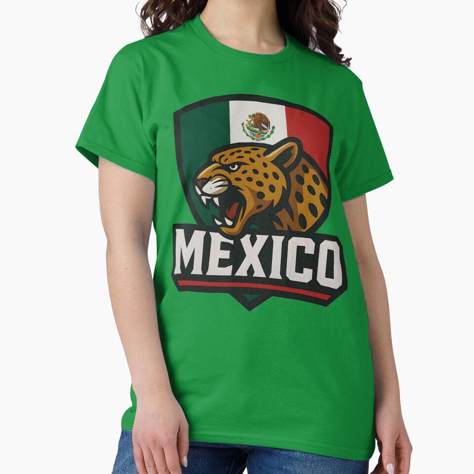Mexico Jaguar Sports Logo T-Shirt – Mexican Flag Emblem | 2026 World Cup Fan by legendaryskins