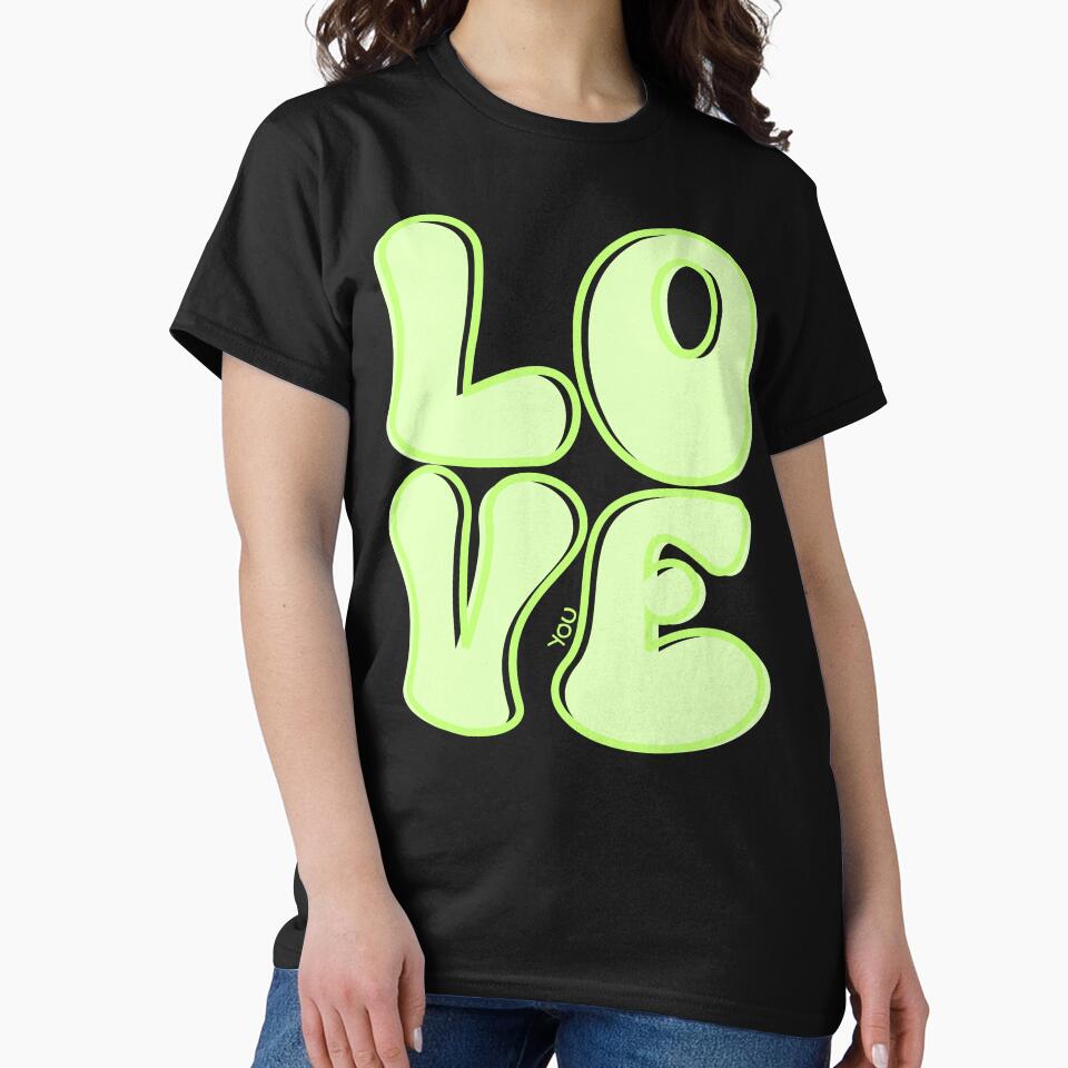 Love You Bold Typography - Neon Green by SaltedBeachPaperie