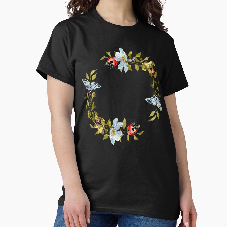Wreath flower leaf butterfly liana cute watercolor black by Yana Mustafina | Boho Soulful Designs