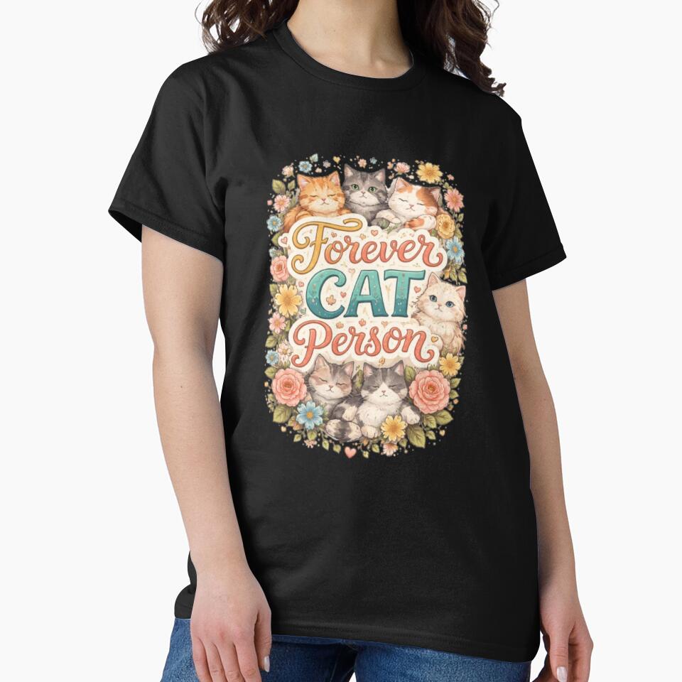 Forever Cat Person Cute Aesthetic Cat Lover Design by Sanika arts