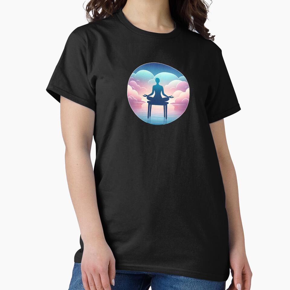 Zen in Your Seat: Tranquil Chair Yoga Silhouette Design Funny Gifts by BadhbhArt