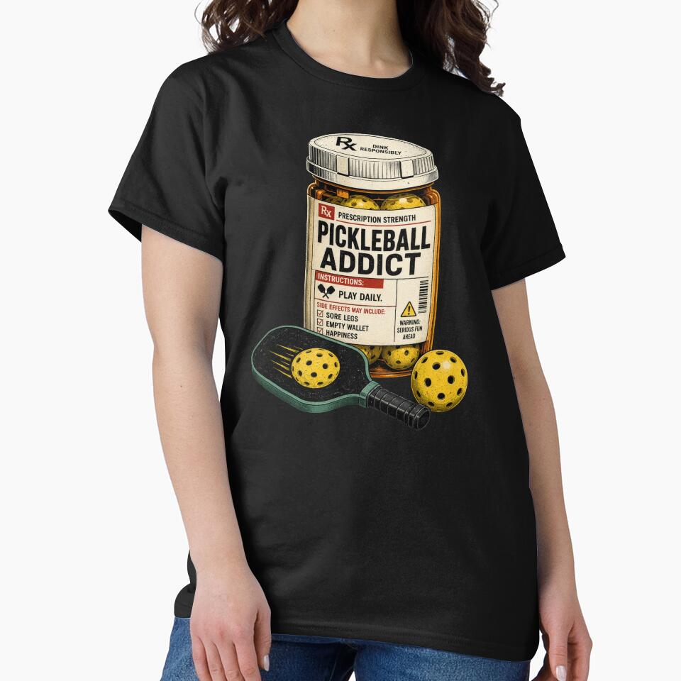 Pickleball Addict Prescription Bottle Funny Pickleball Player Gift by Bisonia
