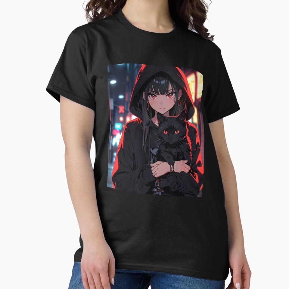 Shadow Cat Cyberpunk Anime Girl by AnimDream