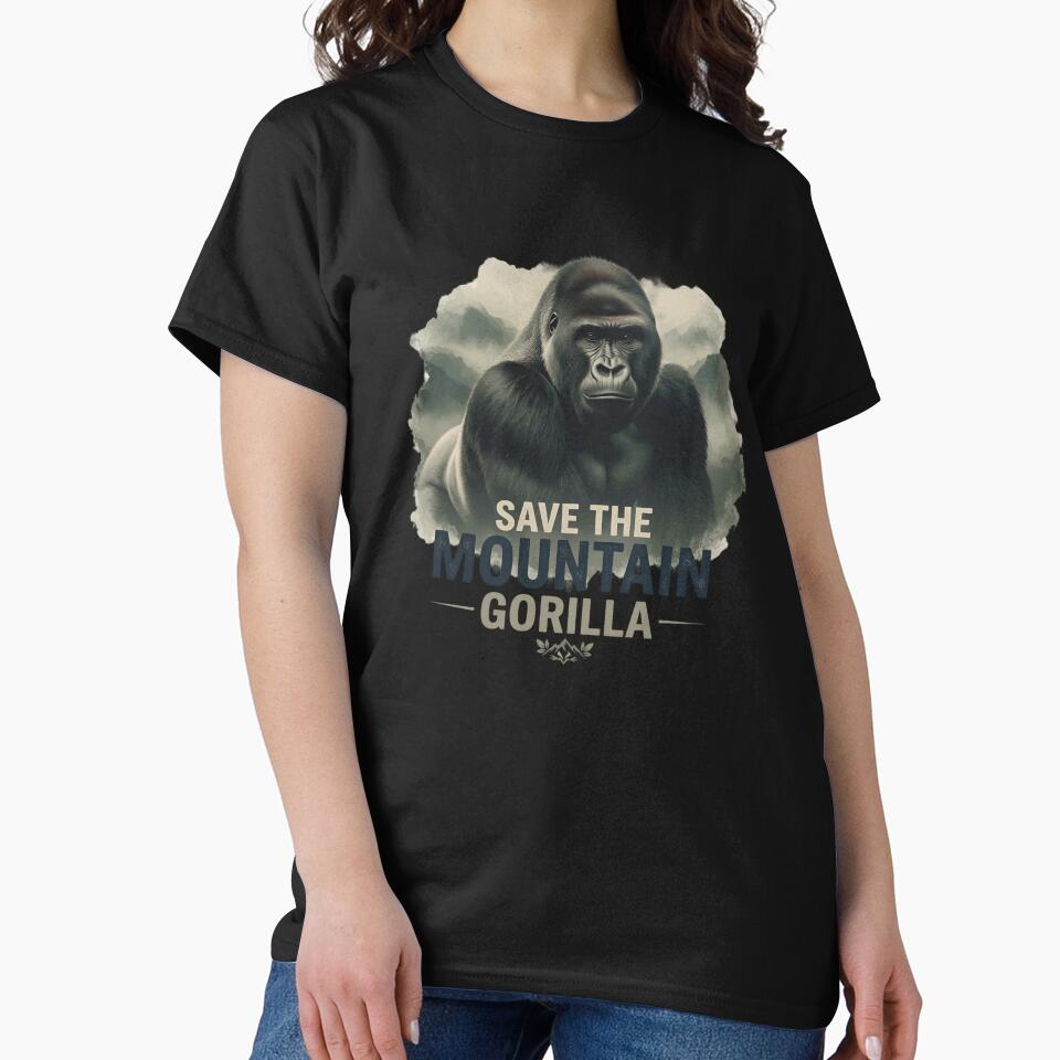 Save the Mountain Gorilla Wildlife Design by TshirtsOnline-
