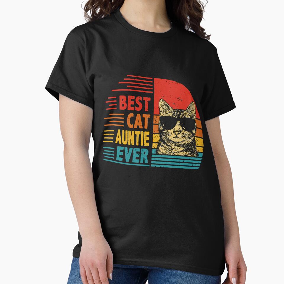 Vintage Retro Best Cat Auntie Ever Funny Cat Lover Mother's Day Gift by EdwinaEmmanoiCo