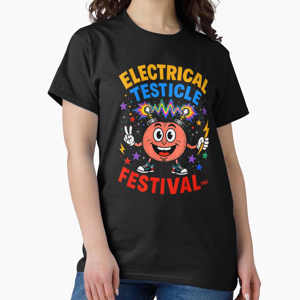 Electrical Testicle Festival Funny Psychedelic Rainbow Electro Brain Trippy Design by RuperDelois