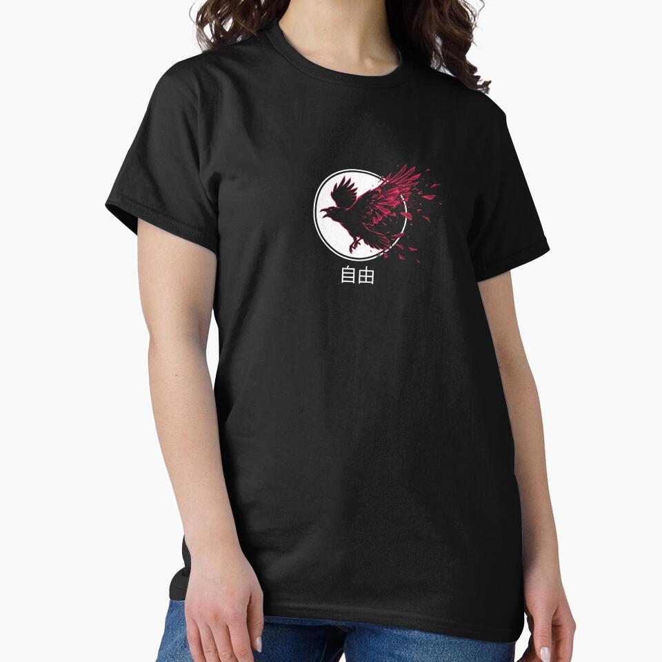 Japanese Streetwear Red Raven Kanji Freedom by Oommen Studio