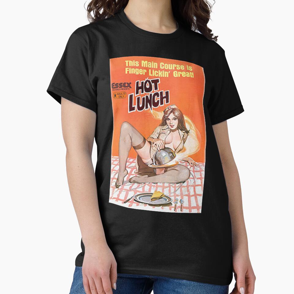 Sexy Women Girl T shirt Vintage Hot Lunch Retro Movie Poster Naked Women Tee Unisex Women's Men's by BUFFALOBIGS