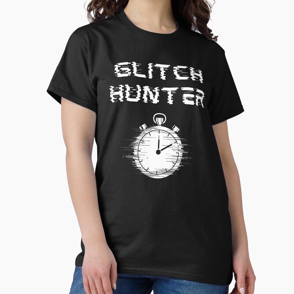 Glitch Hunter – Time Attack Glitch Text and Stopwatch Design by PHRASEandSTYLE