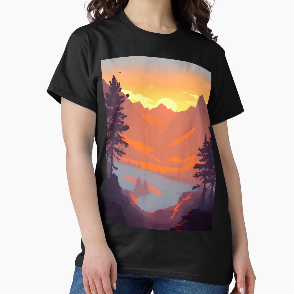 Shop Our High-quality Selection of Minimalist Landscape Mountain View Sunrise Prints by supeart