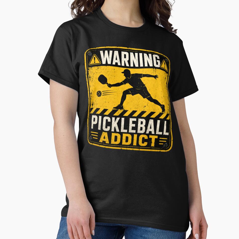 Warning Pickleball Addict Funny Vintage Sign | Pickleball Player Gift by Bisonia