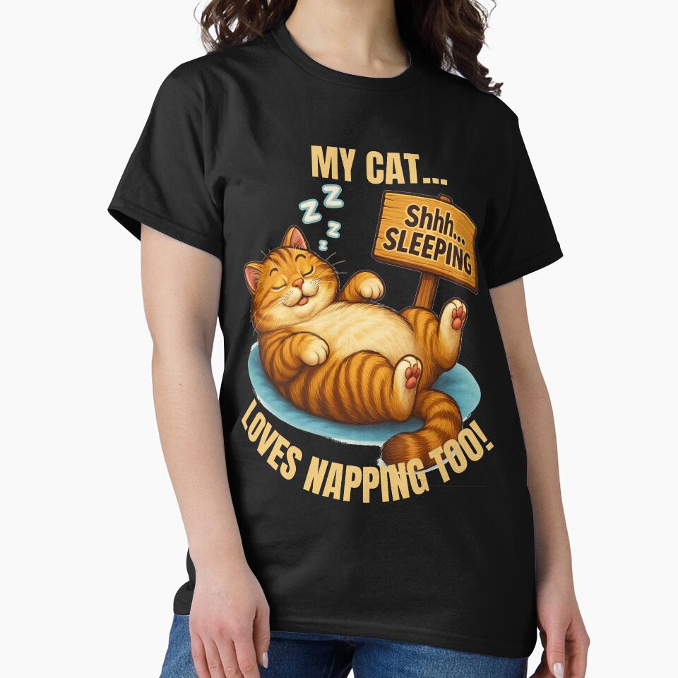 MY CAT LOVES NAPPING TOO! relaxed funny cat-lovers design of sleeping cat for cat moms, cat dads and kids! by AlphaBetulia