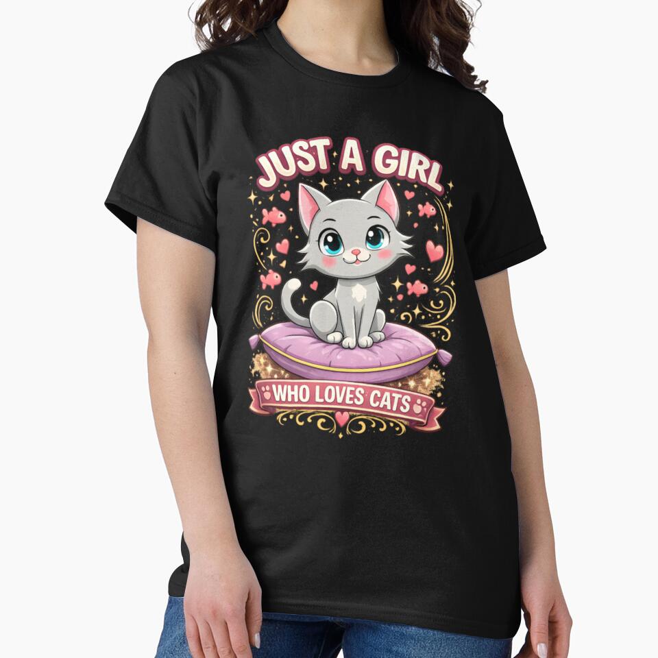 Just A Girl Who Loves Cats – Cute Kawaii Cat Lover Gift Design by CatLovers Studio