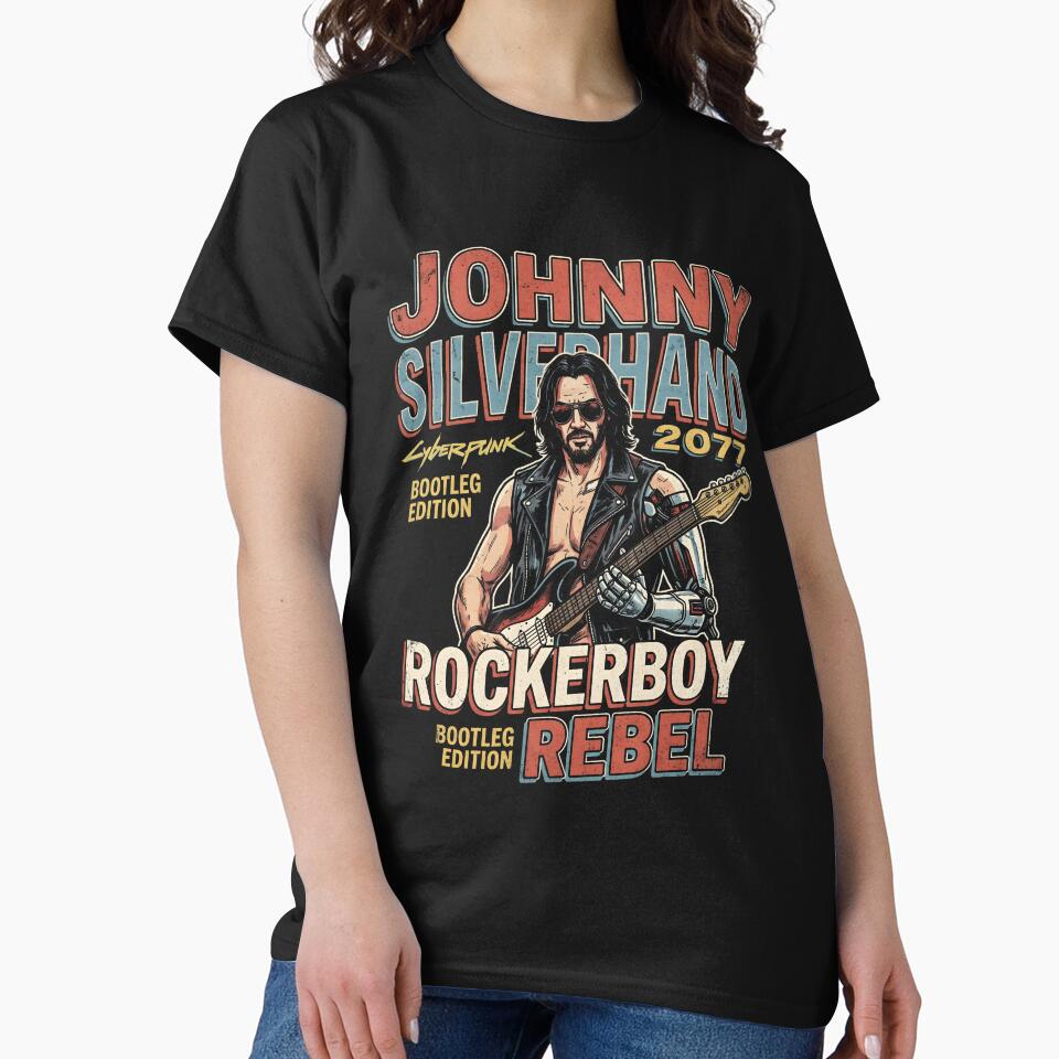 Johnny Silverhand Cyberpunk 2077 Bootleg Gaming Graphic Tee by Senpaiwaves
