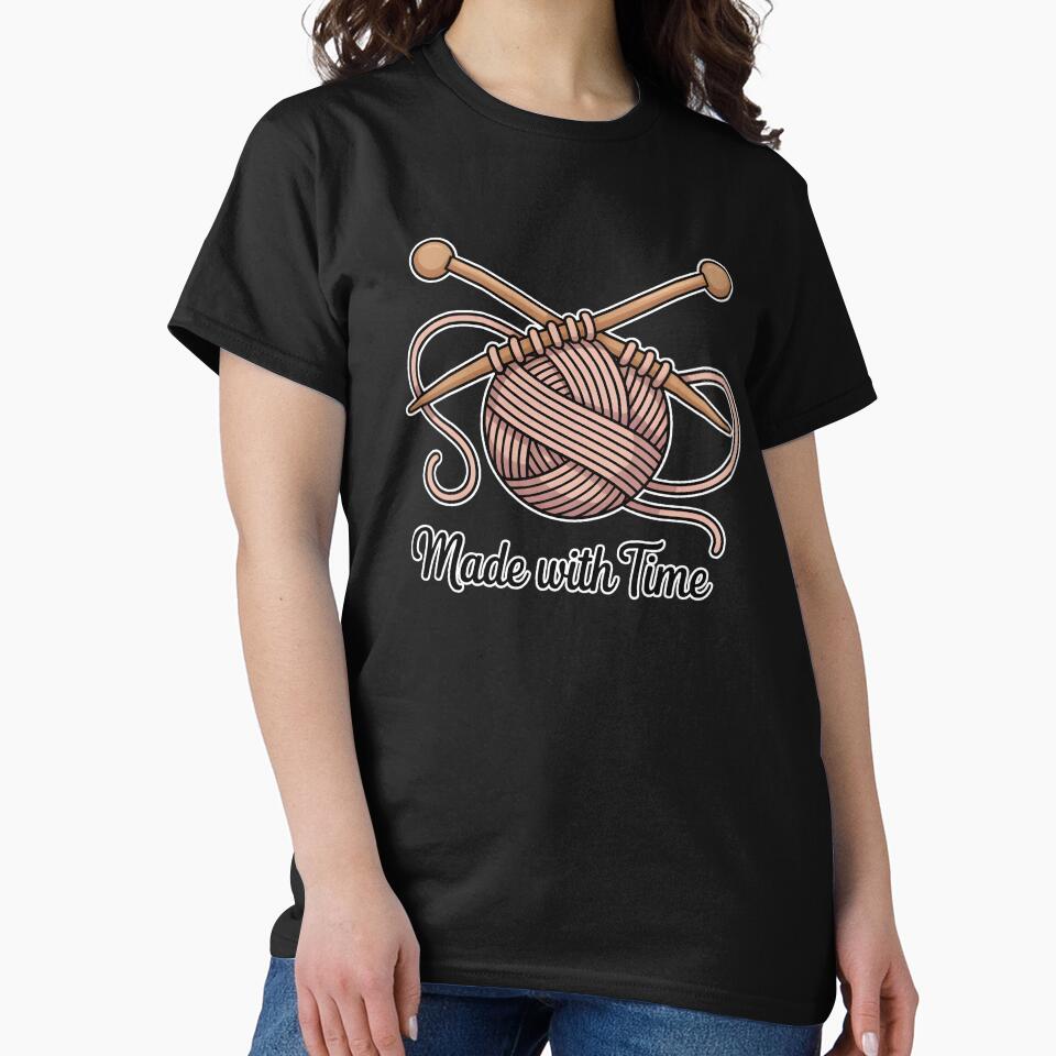 Made With Time Minimal Knitting Craft Aesthetic Design by ImaginedSpace7