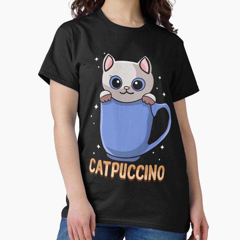 Catpuccino Funny Cat Coffee Lover women men by TexasMerch