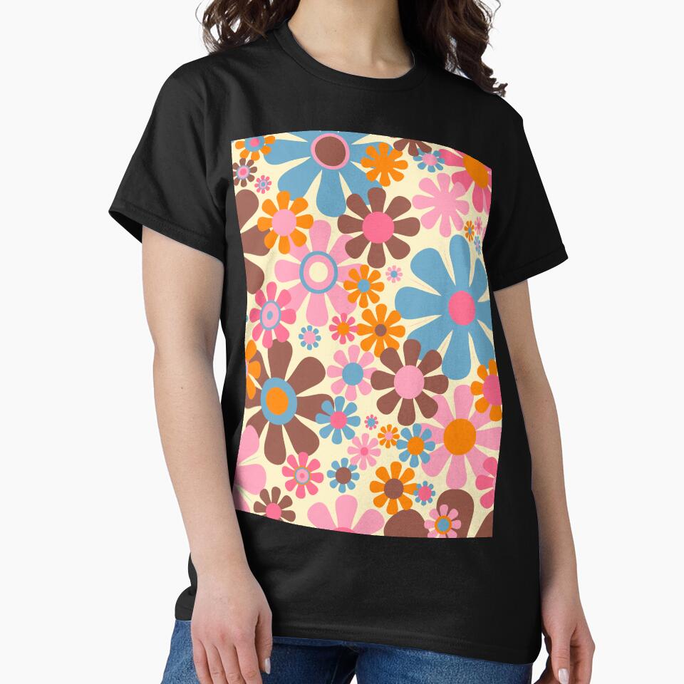 Groovy Retro 60s 70s Floral Pattern by kierkegaard