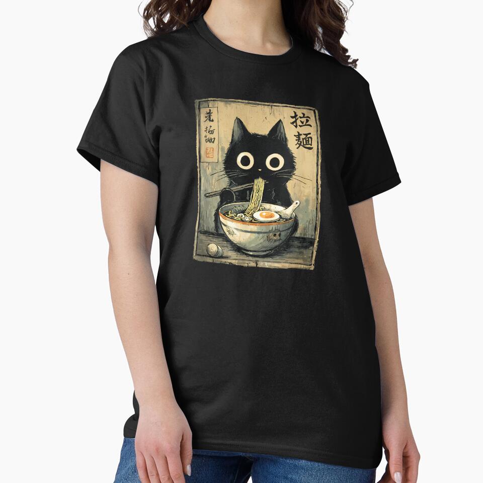 Kawaii Ramen Cat Retro Japanese Noodles Artwork by cawtoon