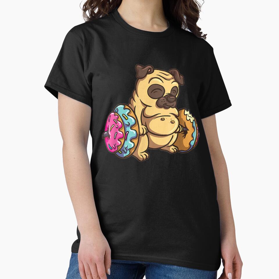 Pug Donut Deadlift Fitness Bodybuilder Dog Foodie by ninapfvu