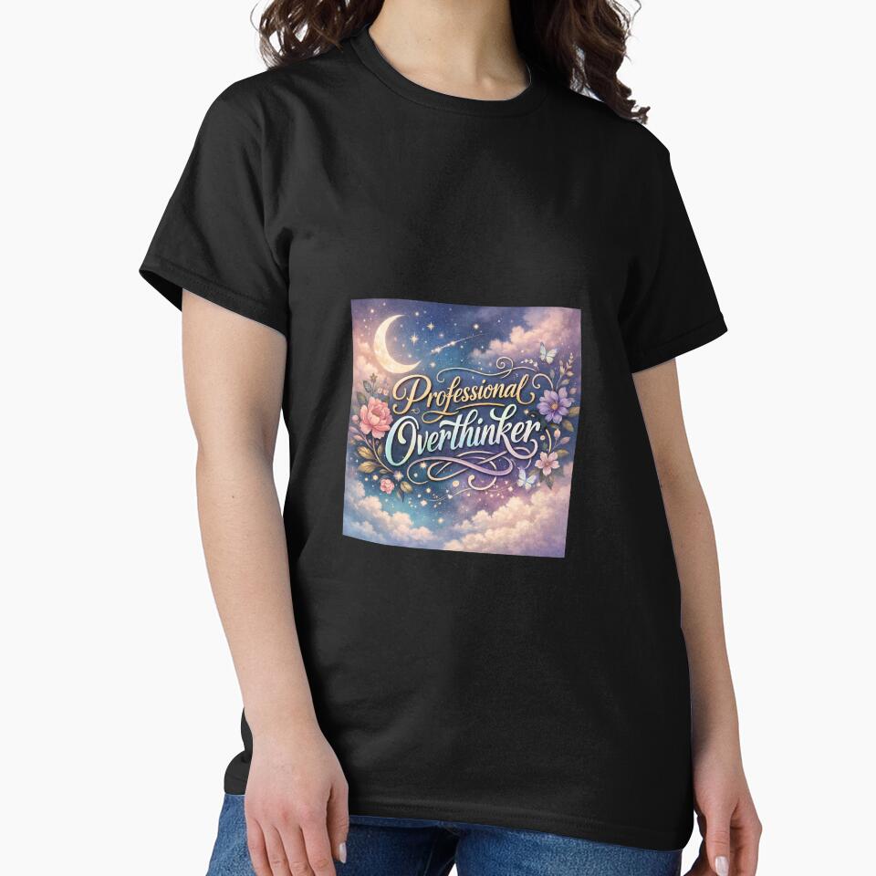 Professional Overthinker Aesthetic Quote – Dreamy Celestial Typography Design by Sanika arts