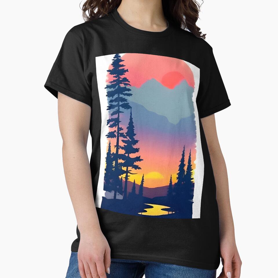 Enhance Your Space with Our Beautiful Collection of Minimalist Landscape Sunrise View and Trees Prints by supeart