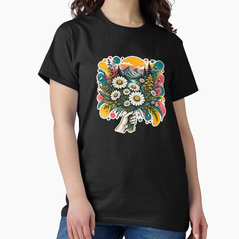 Daisy Mountain Bloom – Retro Floral Pop Art by naturalsurvival