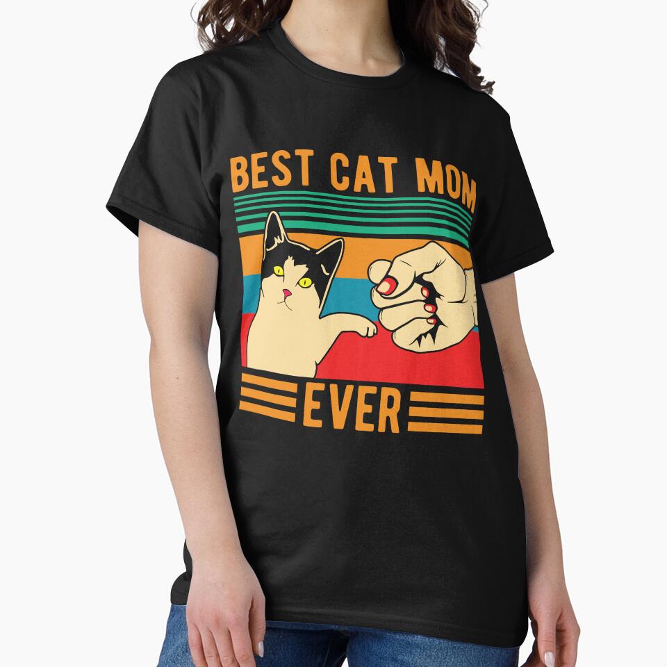 Best Cat Mom Ever Retro Vintage Cat Lover T-shirt by kdllama
