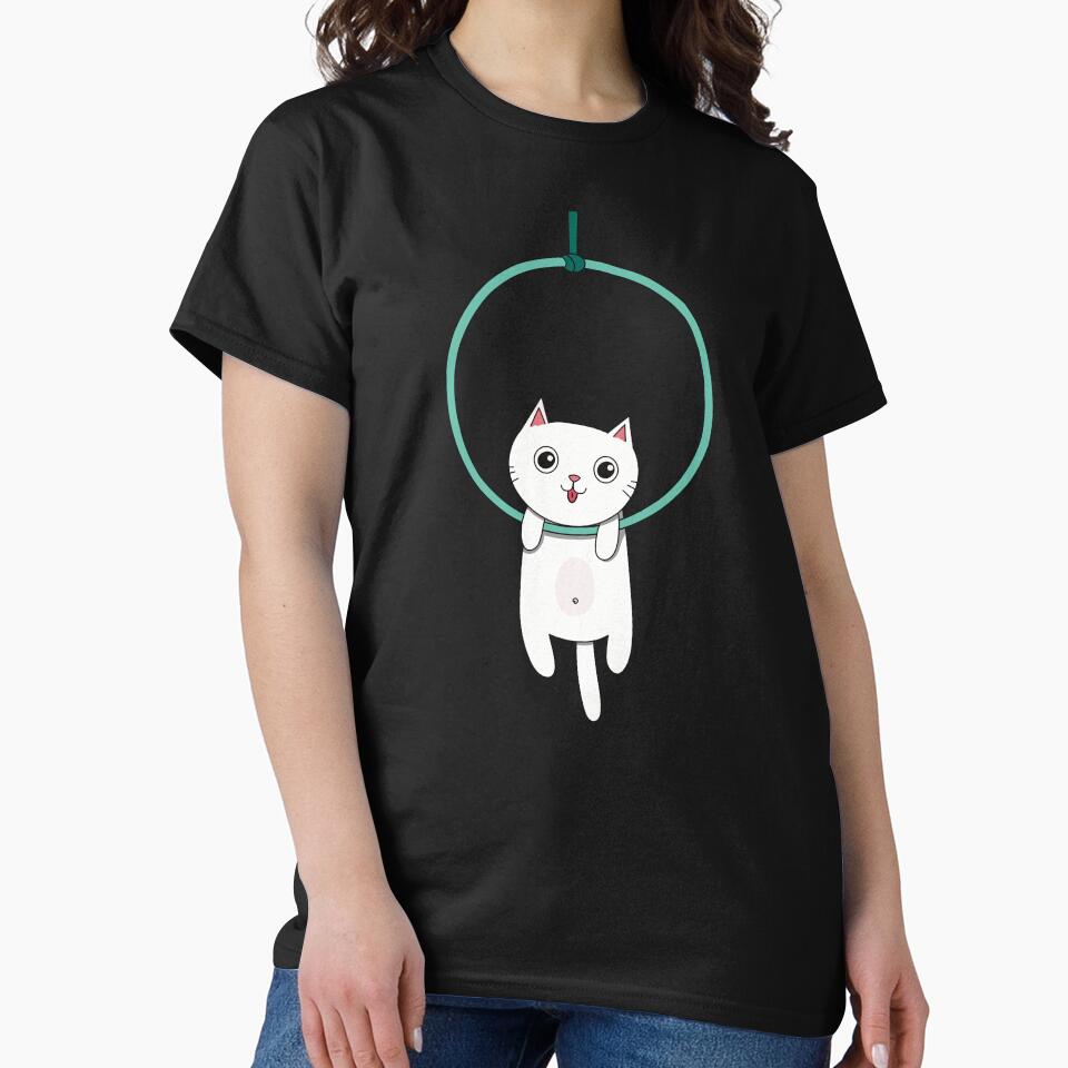 Cute White Cat on Aerial Hoop | Funny Lyra Cat Design by Becky-Poppins