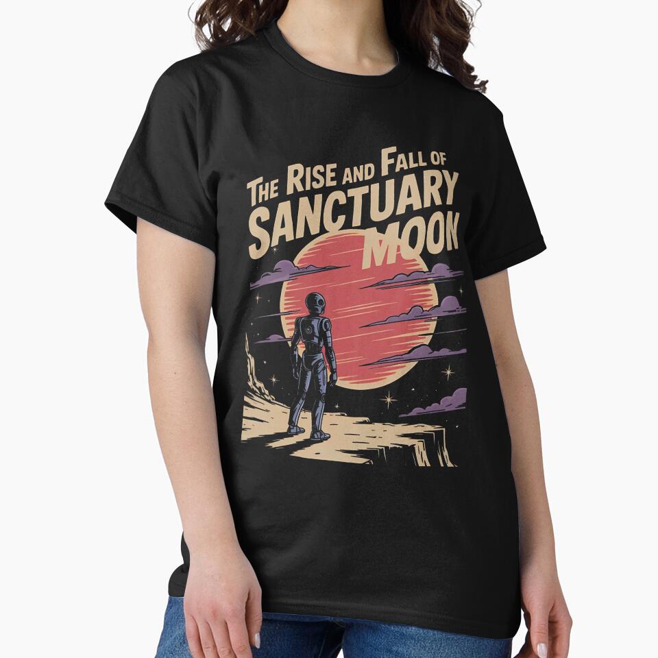 The Rise and Fall of Sanctuary Moon, Murderbot Diaries Inspired, Retro Sci-Fi Graphic by johnfitz-tee