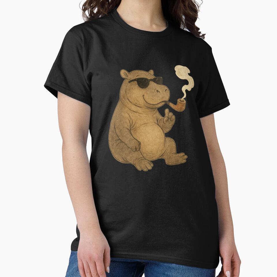 Zen Hippo with Sunglasses & Pipe by coolcoredesigns_