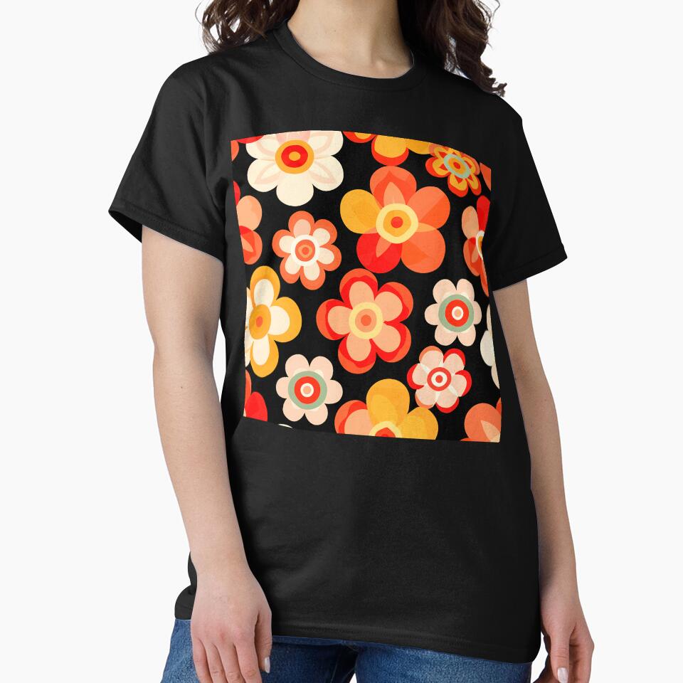 Retro 1960's Groovy Hippie Orange And Yellow Flowers by DEC02