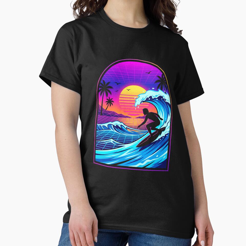 80s Retro Synthwave Surfer Neon Wave by TeNovaStudio