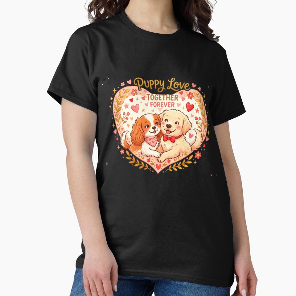 Puppy Love Together Forever - Cute Romantic Puppies by ExploreAura Studio