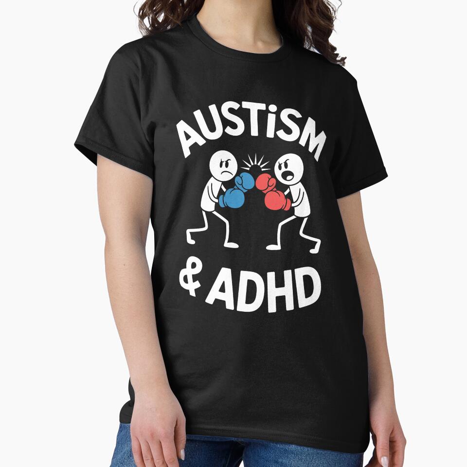 Autism and ADHD Stickmen Boxing Funny Neurodivergent Gift by Say It With Ink