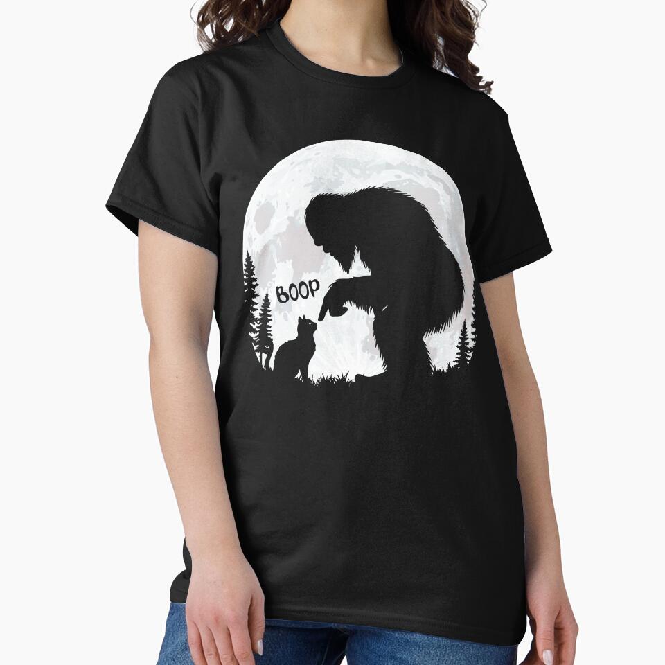 Fun Hand Boop Nose Bigfoot Sasquatch Cat Full Moon Bigfoot Cat Lovers by LounisArt
