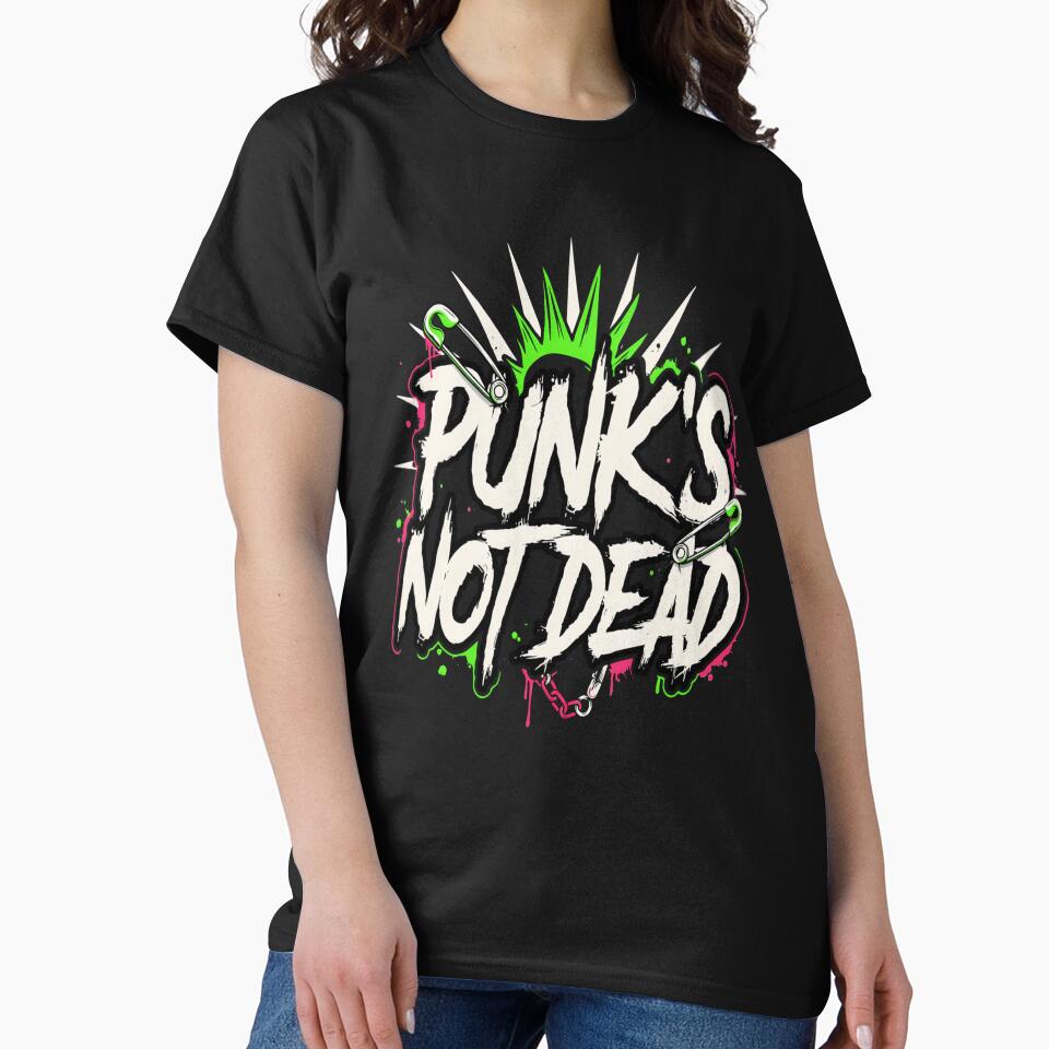 Punk's Not Dead – Mohawk Safety Pin Punk Rock Design by Midnight Veil Designs