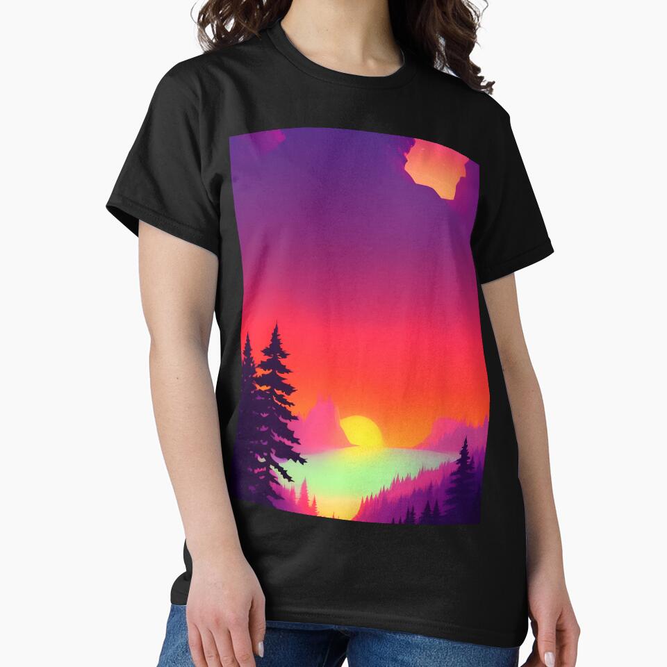 Discover the Elegance and Charm of Our Collection of Minimalist Landscape Mountain View Sunrise Prints by supeart
