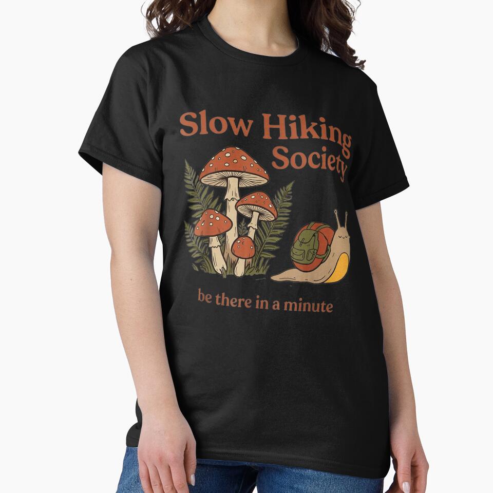 Slow Hiking Society Be There In A Minute Cute Snail Mushroom Forest by LakenDraphil
