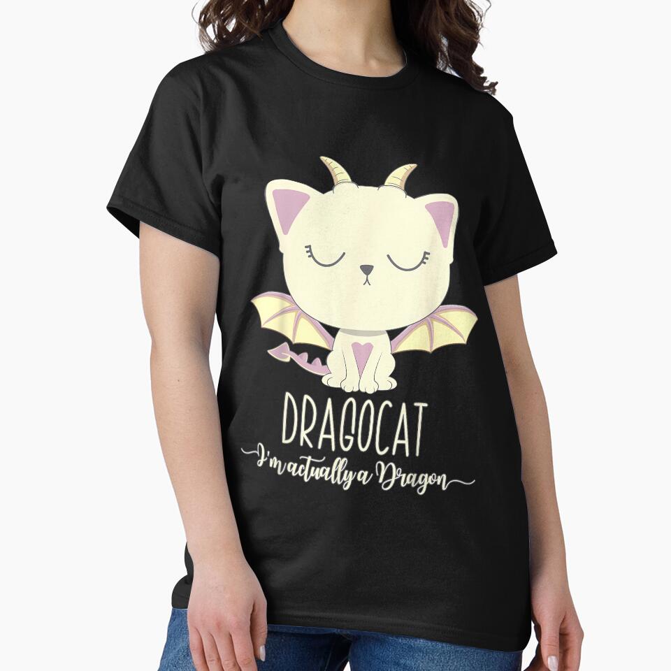 Dragon Cat Shirt Cute Kitten Lover Tee Japanese Monster by GabrielaPeterse