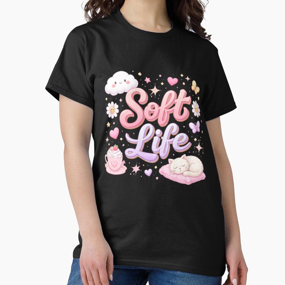 Soft Life Aesthetic Cute Pastel Quote | Cozy Self Care Kawaii Vibes Design by Sanika arts