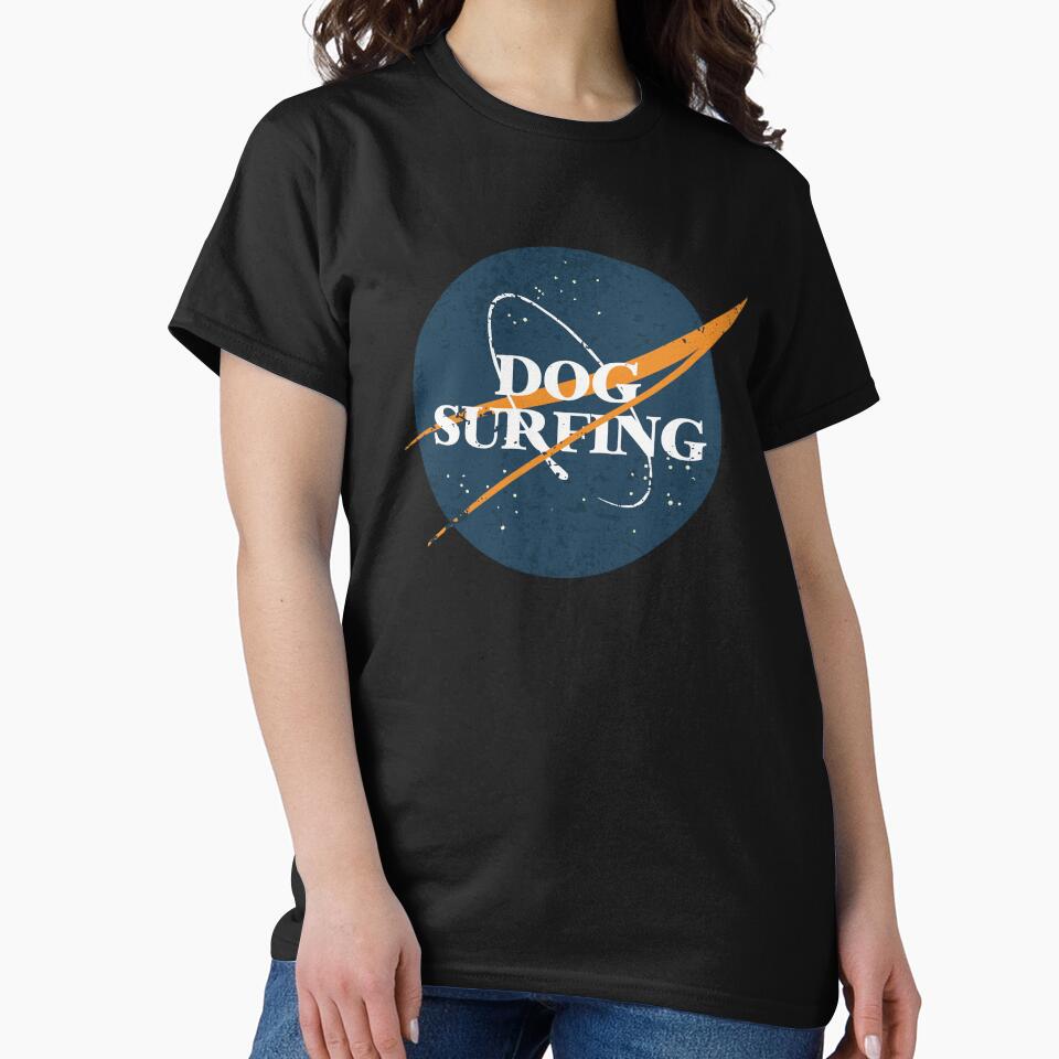 Dog Surfing Space Vintage by orlumbuspirate