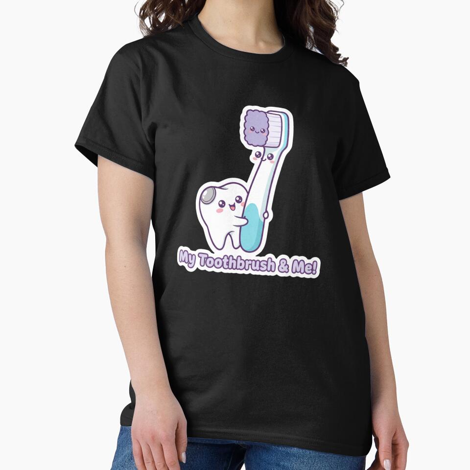 Cute Kawaii My Toothbrush and Me Happy Healthy Tooth Dental Art by bvdesignart