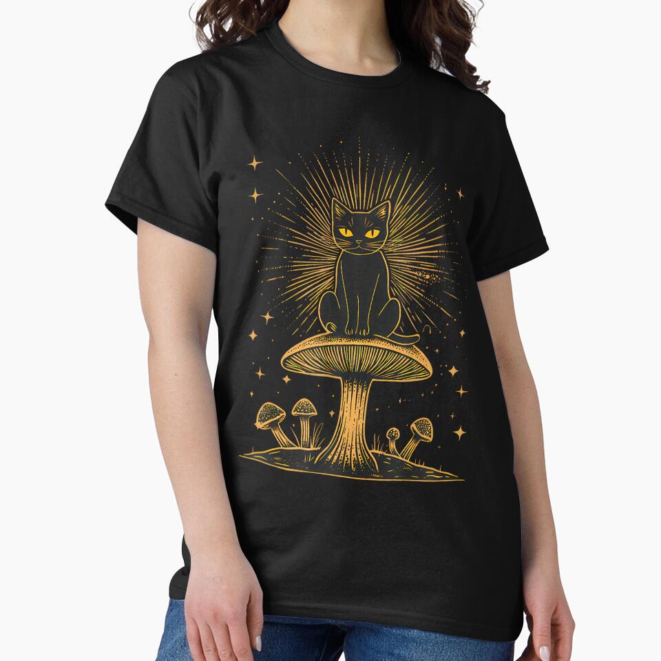 Cute Cottagecore Aesthetic Cat With Mushroom Nature Fairycor by DesireeAngela1